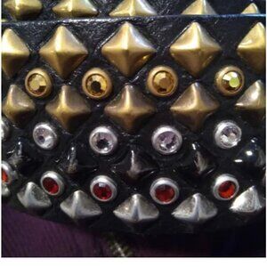 STUDDED BLACK AND GOLD BELT FROM ROBINS JEANS SIZE 38